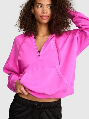 Bluza z kapturem i krótkim zamkiem Campus Fleece Victoria's Secret Różowy