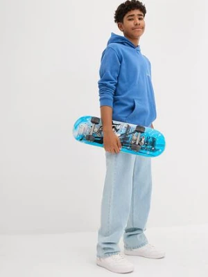 Bluza z kapturem i nadrukiem na plecach z czystej bawełny organicznej bonprix