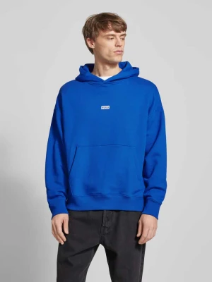 Bluza z kapturem i nadrukiem z logo model ‘Nazardo’ Hugo Blue