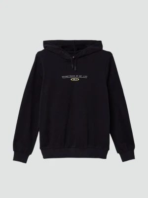 Bluza z kapturem i nadrukiem z przodu i z tyłu s.Oliver czarny