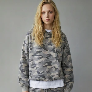 Bluza z kapturem i wzorem moro oversize House