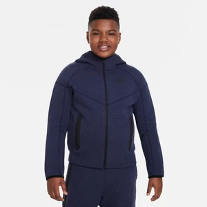 Bluza z kapturem i zamkiem na całej długości dla dużych dzieci (chłopców) Nike Sportswear Tech Fleece (szersze rozmiary) - Niebieski