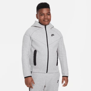 Bluza z kapturem i zamkiem na całej długości dla dużych dzieci (chłopców) Nike Sportswear Tech Fleece (szersze rozmiary) - Szary