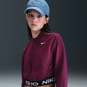 Zdjęcie produktu Bluza z kapturem i zamkiem na całej długości dla dużych dzieci (dziewcząt) Dri-FIT Nike Pro Fleece - Czerwony