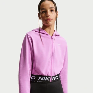 Zdjęcie produktu Bluza z kapturem i zamkiem na całej długości dla dużych dzieci (dziewcząt) Dri-FIT Nike Pro Fleece - Fiolet