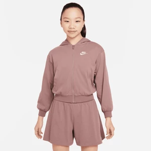 Bluza z kapturem i zamkiem na całej długości dla dużych dzieci (dziewcząt) Nike Sportswear - Fiolet