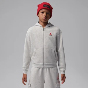 Bluza z kapturem i zamkiem na całej długości dla dużych dzieci Jordan Brooklyn Fleece - Szary