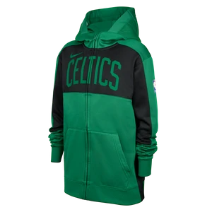 Bluza z kapturem i zamkiem na całej długości dla dużych dzieci Nike Dri-FIT NBA Boston Celtics Showtime - Zieleń
