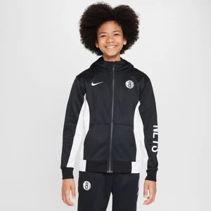 Bluza z kapturem i zamkiem na całej długości dla dużych dzieci Nike Dri-FIT NBA Brooklyn Nets Showtime - Czerń