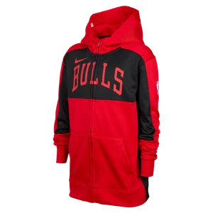 Bluza z kapturem i zamkiem na całej długości dla dużych dzieci Nike Dri-FIT NBA Chicago Bulls Showtime - Czerwony