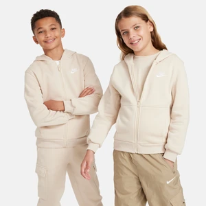 Bluza z kapturem i zamkiem na całej długości dla dużych dzieci Nike Sportswear Club Fleece - Brązowy