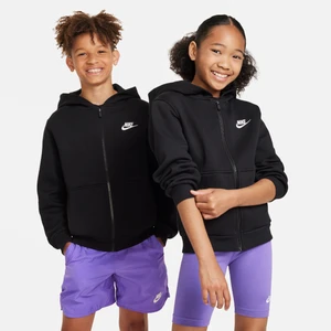 Bluza z kapturem i zamkiem na całej długości dla dużych dzieci Nike Sportswear Club Fleece - Czerń