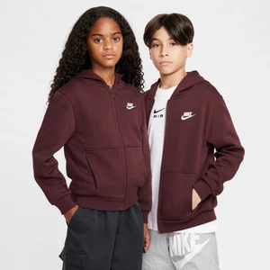 Bluza z kapturem i zamkiem na całej długości dla dużych dzieci Nike Sportswear Club Fleece - Czerwony