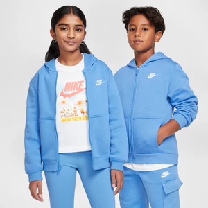 Bluza z kapturem i zamkiem na całej długości dla dużych dzieci Nike Sportswear Club Fleece - Niebieski