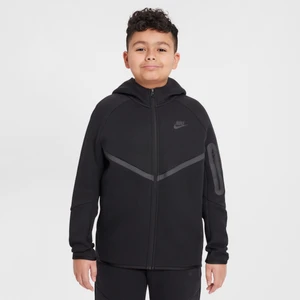 Bluza z kapturem i zamkiem na całej długości dla dużych dzieci Nike Tech Fleece (szersze rozmiary) - Czerń