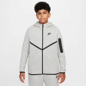 Bluza z kapturem i zamkiem na całej długości dla dużych dzieci Nike Tech Fleece (szersze rozmiary) - Szary