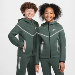 Bluza z kapturem i zamkiem na całej długości o designie odbijającym światło dla dużych dzieci (chłopców) Nike Sportswear Tech Fleece - Zieleń