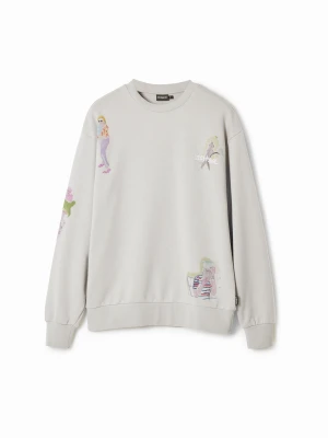 Bluza z kapturem ilustracje akwarelowe Desigual czarny