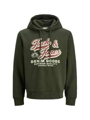 Bluza z kapturem Jack&Jones ciemnozielony
