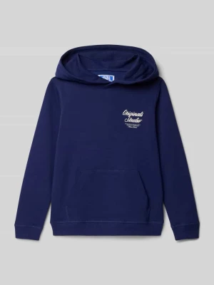 Bluza z kapturem, nadrukiem z logo i kieszenią kangurką jack & jones