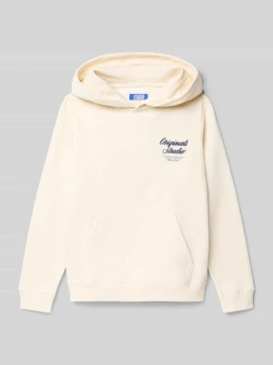 Bluza z kapturem, nadrukiem z logo i kieszenią kangurką jack & jones