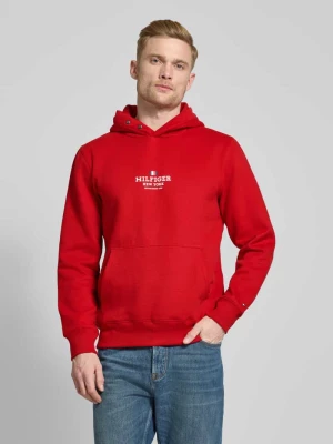 Bluza z kapturem, nadrukiem z logo i kieszenią kangurką Tommy Hilfiger