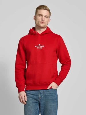 Bluza z kapturem, nadrukiem z logo i kieszenią kangurką Tommy Hilfiger