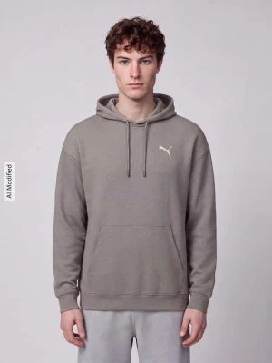 Bluza z kapturem o kroju comfort fit z mieszanki bawełny model 'ESS ELEVATED' Puma Błotnisty