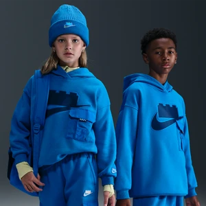 Bluza z kapturem o kroju oversize dla dużych dzieci kolekcja Nike x LEGO® - Niebieski