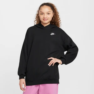 Bluza z kapturem o kroju oversize dla dużych dzieci Nike Club Fleece - Czerń