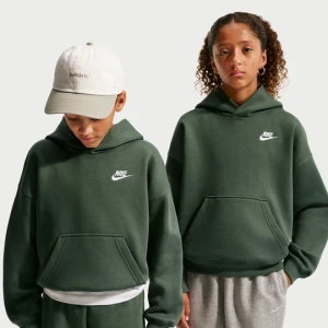 Bluza z kapturem o kroju oversize dla dużych dzieci Nike Club Fleece - Zieleń