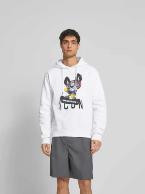 Bluza z kapturem o kroju oversized z bawełny Dsquared2 Biały