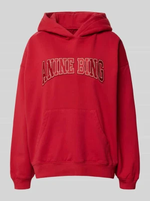 Bluza z kapturem o kroju oversized z czystej bawełny Anine Bing Jasnoczerwony