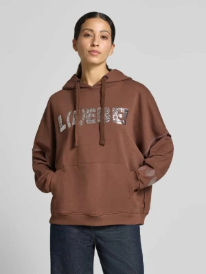 Bluza z kapturem o kroju oversized z czystej bawełny model 'L(I)EBE' Miss Goodlife Średniobrązowy