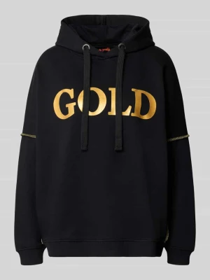 Bluza z kapturem o kroju oversized z czystej bawełny model 'Silver and Gold' Miss Goodlife Czarny