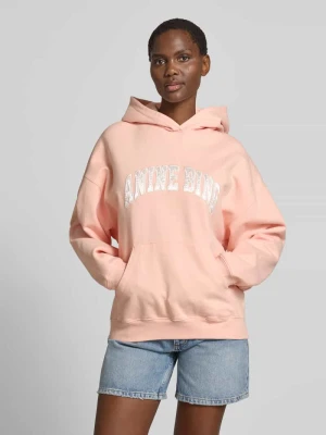 Bluza z kapturem o kroju oversized z detalem z logo Anine Bing Różowy