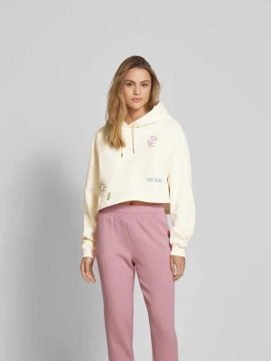Bluza z kapturem o kroju oversized z haftami z motywem Oh April Piaskowy