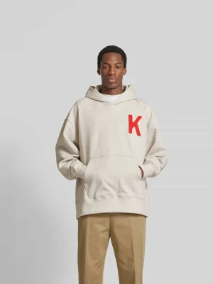 Bluza z kapturem o kroju oversized z kieszenią kangurka Kenzo Piaskowy