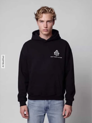 Bluza z kapturem o kroju oversized z mieszanka bawełny model 'PURO' Don't Waste Culture Czarny