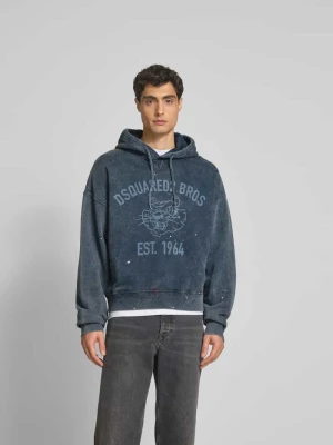 Bluza z kapturem o kroju oversized z nadrukiem z logo Dsquared2 Błękitny