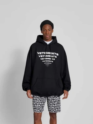Bluza z kapturem o kroju oversized z nadrukiem z logo Vetements Czarny