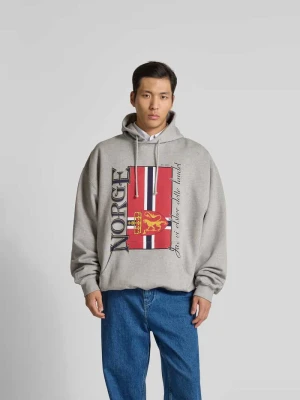 Bluza z kapturem o kroju oversized z nadrukiem z motywem Vetements Średnioszary