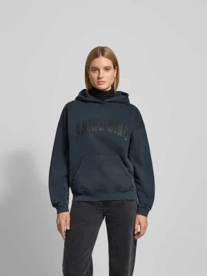 Bluza z kapturem o kroju oversized z wyhaftowanym logo Anine Bing Antracytowy