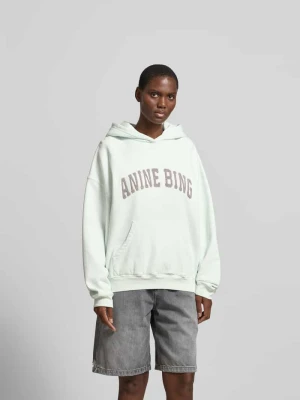 bluza z kapturem o kroju oversized z wyhaftowanym logo Anine Bing Jasnozielony