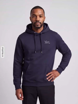 bluza z kapturem o kroju regular fit z bawełny z nadrukiem z logo Gant Ciemnoniebieski