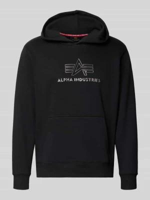 bluza z kapturem o kroju regular fit z czystej bawełny z detalem z logo Alpha Industries Czarny