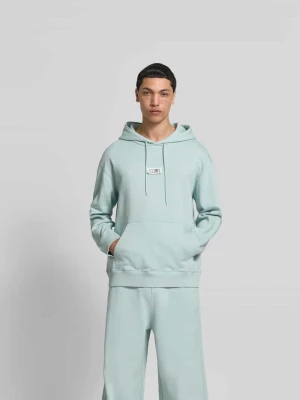 bluza z kapturem o kroju regular fit z detalem z logo MM6 Maison Margiela Jasnoturkusowy