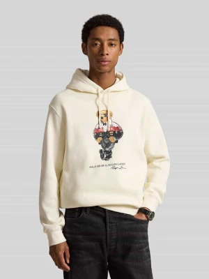 Bluza z kapturem o kroju regular fit z kultowym motywem misia z czystej bawełny Polo Ralph Lauren Złamany biały