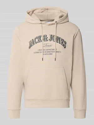 Bluza z kapturem o kroju regular fit z mieszanka bawełny model 'Denver' Jack&Jones Beżowy
