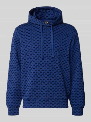 bluza z kapturem o kroju regular fit z mieszanki bawełny Armani Exchange Królewski niebieski